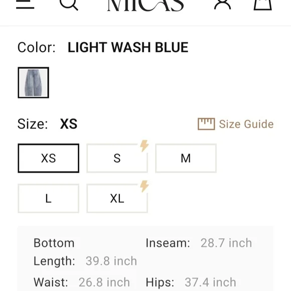 Micas NWT Light Wash Barrel Jeans Size XS - Picture 7 of 8
